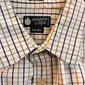 J. Crew Men's Checkered Shirt - Blue and Green